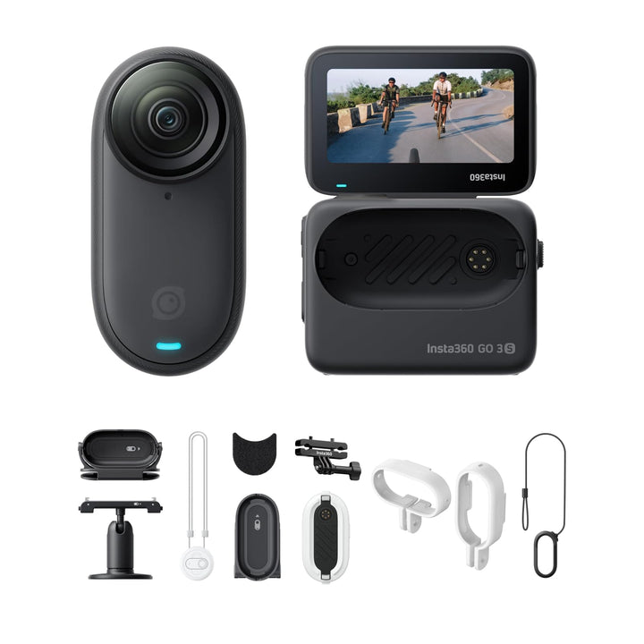 Insta360 GO 3S Fahrrad-MultiView-Bundle 128 GB Schwarz - Tragbare 4K Mini-Kamera, Freihand-POVs, Übe