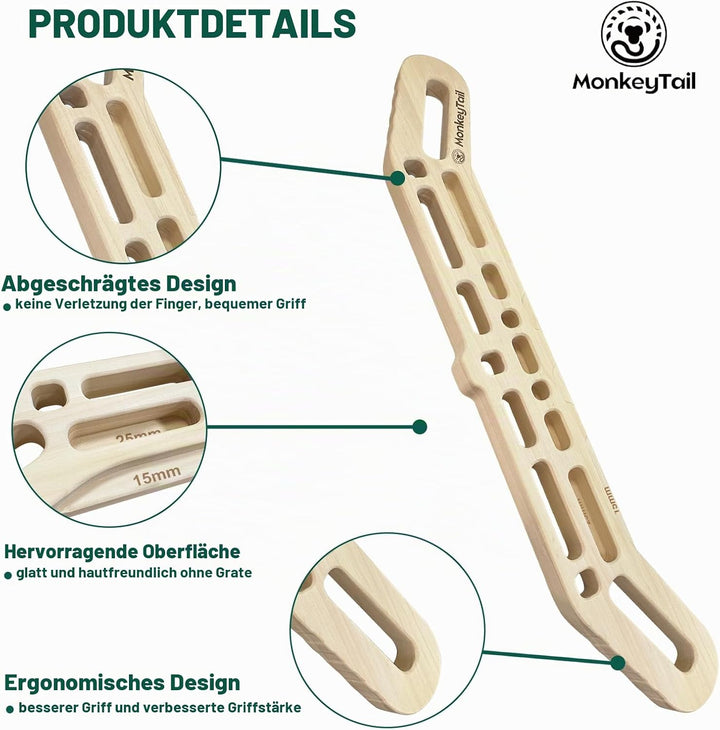 MonkeyTail Climbing Board, Hangboard für Fingertraining, Grip Hangboard, Bouldering Equipment für al