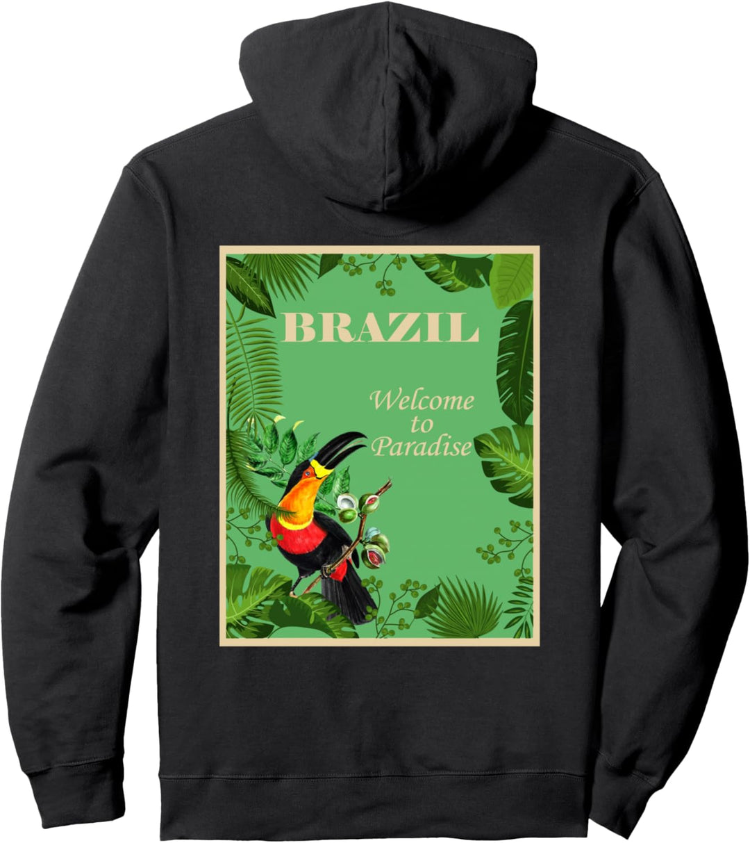 Brasilien Willkommen im Paradies Tukan Dschungelpalmen Pullover Hoodie