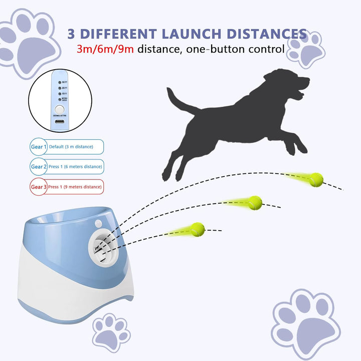 Ballwurfmaschine für Hund, Automatischer Hunde Ballwurfmaschine mit 6 Tennisbälle, Hundespielzeug Ba
