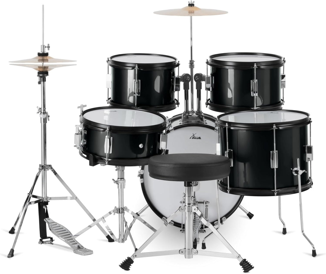 XDrum Junior Pro Kinder Schlagzeug Black - geeignet von 5-9 Jahren - Drumset mit komplettem Zubehör