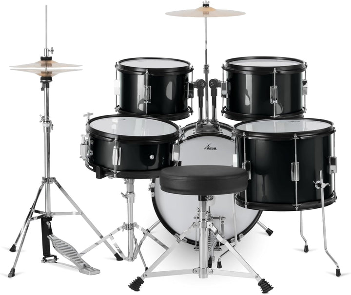XDrum Junior Pro Kinder Schlagzeug Black - geeignet von 5-9 Jahren - Drumset mit komplettem Zubehör