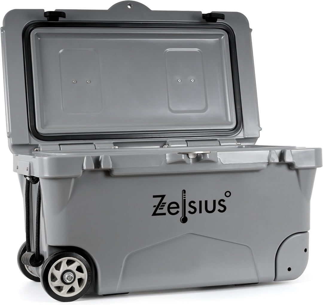 Zelsius Kühlbox 50 Liter mit Räder | Coolbox | Fahrbare Cooling Box ideal für Auto Camping Urlaub An