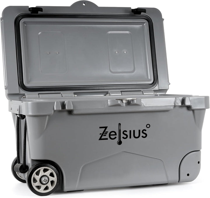 Zelsius Kühlbox 50 Liter mit Räder | Coolbox | Fahrbare Cooling Box ideal für Auto Camping Urlaub An