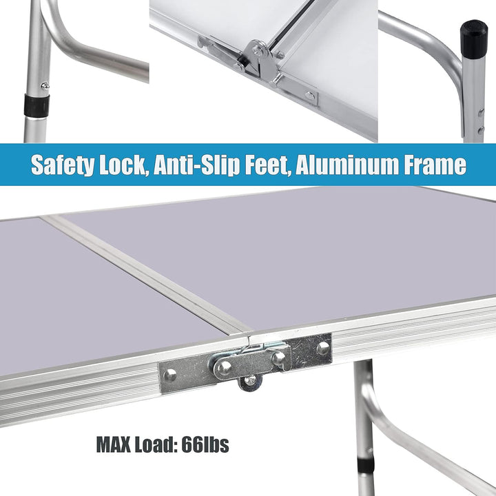 Klapptisch Campingtisch 90x60cm, Aluminiumrahmen Anti-Rost, tragbarer Laptoptisch mit abnehmbaren ve