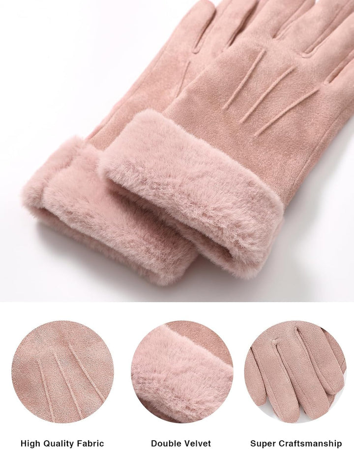 vislivin Handschuhe Damen Winter Warm Handschuhe Touchscreen Handschuh mit Gefütterte Rosa S, Rosa S