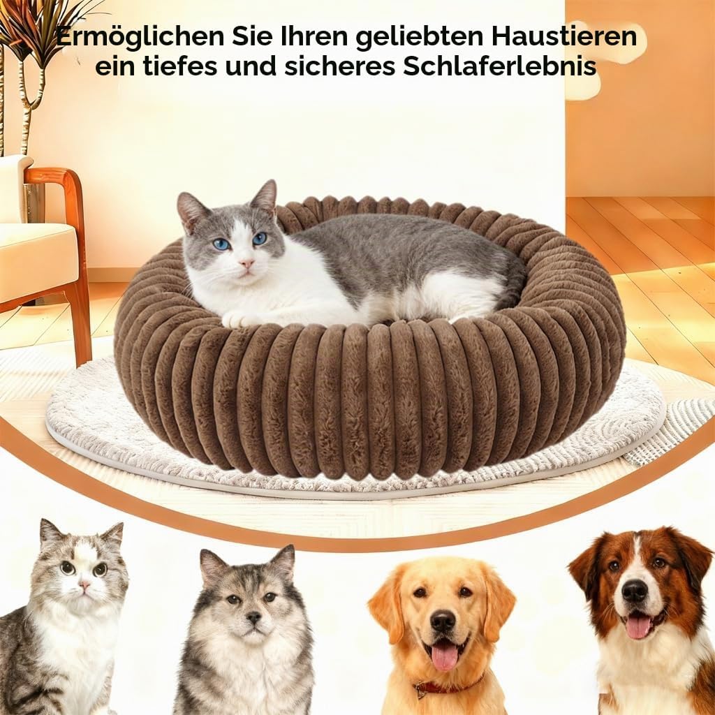 Flauschig Haustierbett Waschbar Hundebett Katzenbett Rund Donut Hundekorb Indoor Katzenkissen Katzen