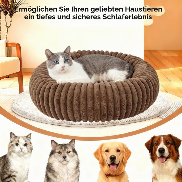 Flauschig Haustierbett Waschbar Hundebett Katzenbett Rund Donut Hundekorb Indoor Katzenkissen Katzen
