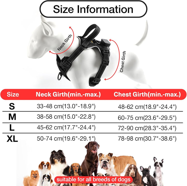 Hundegeschirr Leuchtend Aufladbar, LED Hundegeschirr Verstellbar Reflektierend mit Griff, Weich Gepo