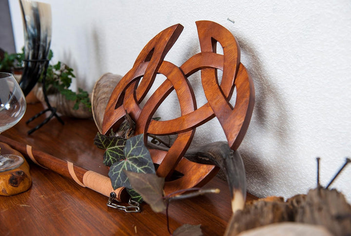 Windalf Grosses Celtic Holz Wandbild ARWAIN Ø 30 cm Wandornament Offene Dreifalt Wandfigur Handarbei