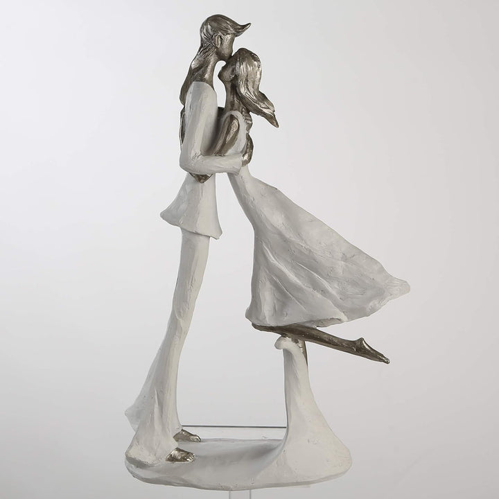 Casablanca - Skulptur Figur Hold Me - aus Poly weiss-Silber weisse Basis H 32