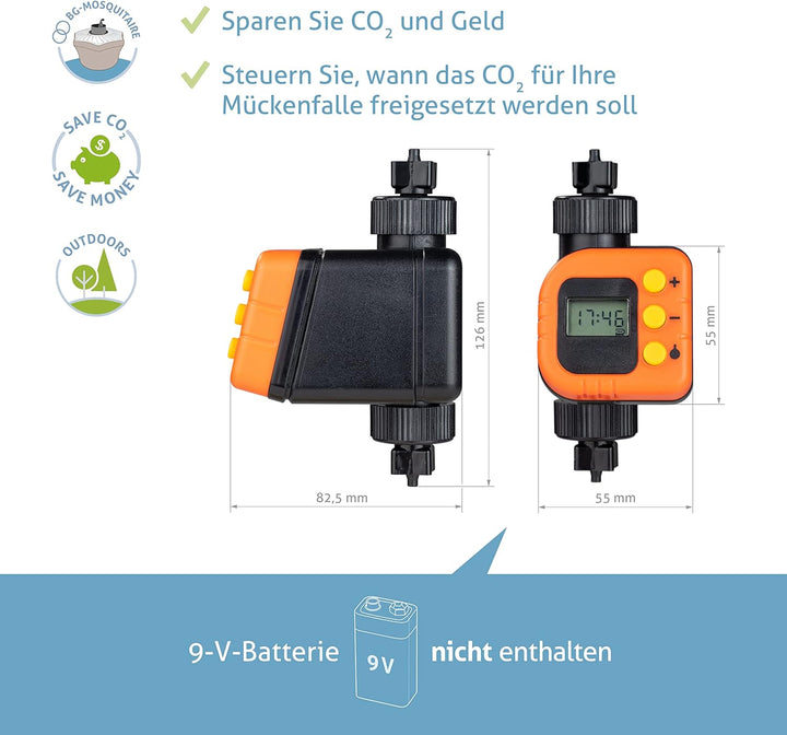 Biogents BG-CO2-Timer, Zeitschaltuhr zur Reduktion des CO2-Verbrauchs bei Biogents-CO2-Mückenfallen
