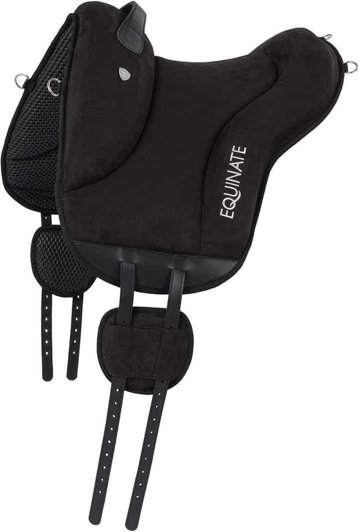 Equinate Reitpad Newfield aus synthetischem Wildleder Pony Schwarz - Bareback Pad mit pflegeleichter
