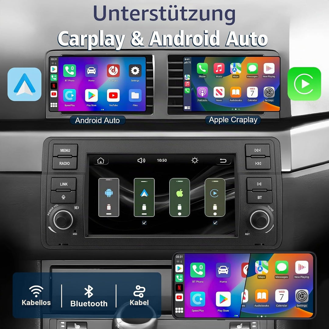 Linux Autoradio für BMW E46 3er (1999-2004) – Start in 3–5 Sekunden | 7“ Display mit integriertem Ap