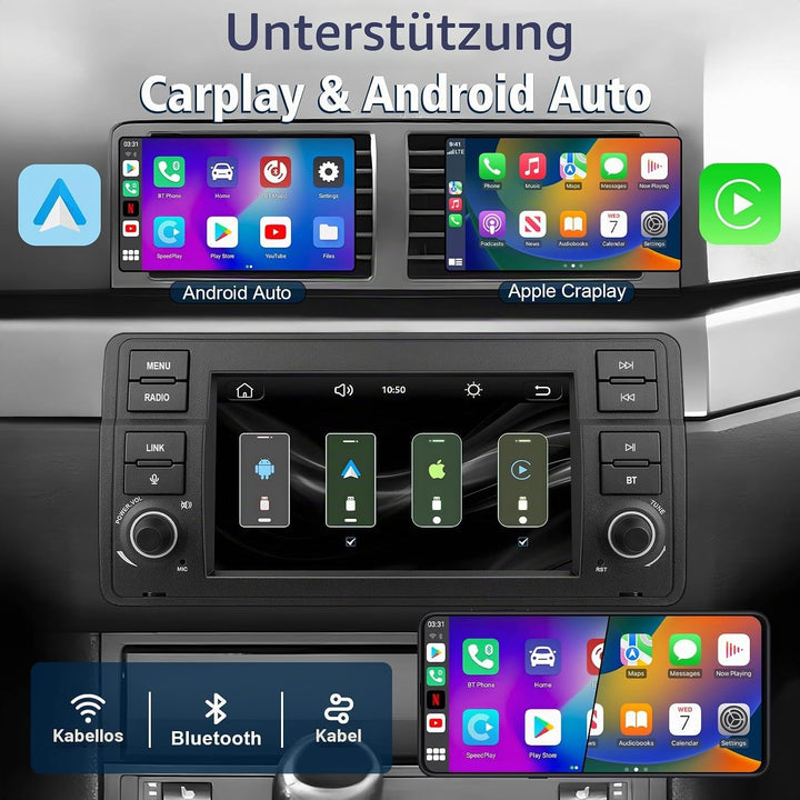 Linux Autoradio für BMW E46 3er (1999-2004) – Start in 3–5 Sekunden | 7“ Display mit integriertem Ap