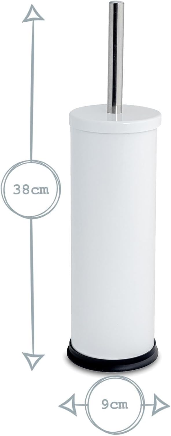 Rink Drink Badezimmer-Set - Eckiger Mülleimer mit Pedal & Toilettenbürste - Weiss - 3 l, Weiss