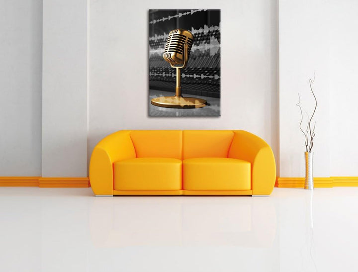 Pixxprint Cooles Musikstudio schwarz/weiss, Format: 80x120 auf hochkantiges Leinwand, 80x120