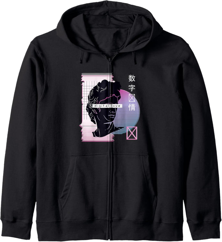Digital Love | Griechische Statue Japan Retro Vaporwave Kapuzenjacke
