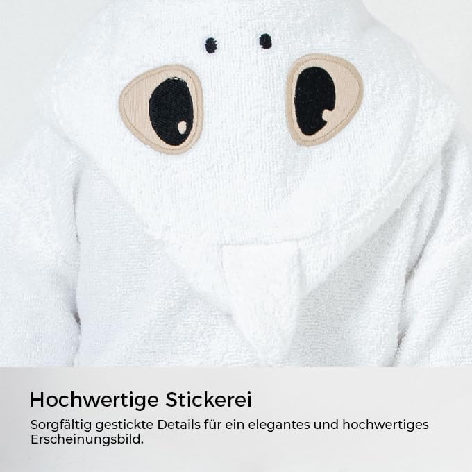 Baby Bademantel mit süssem Giraffenmotiv – Kapuzenbademantel aus 100% Baumwolle – Weich, saugfähig &