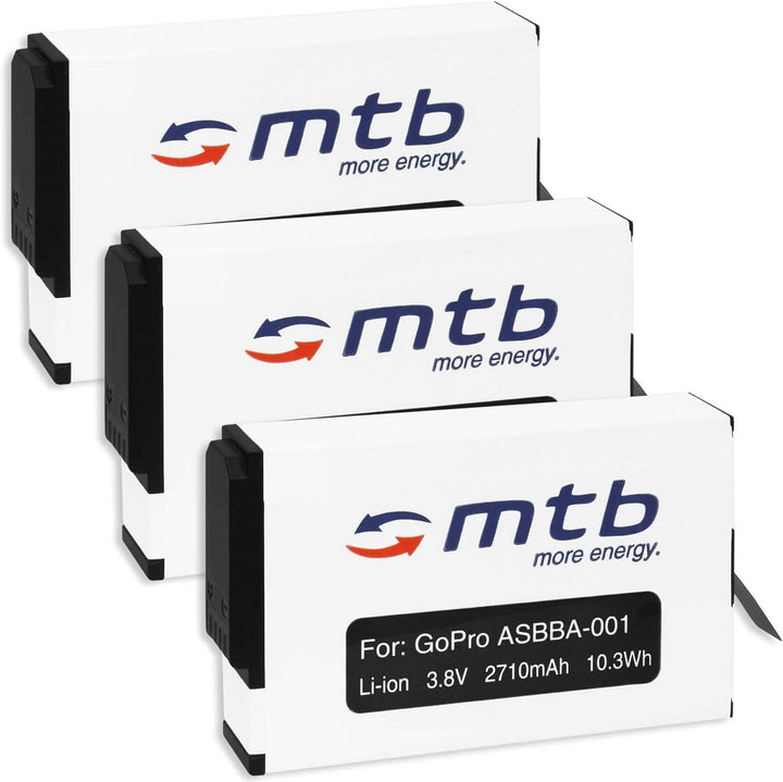 3 Akkus [2710 mAh / 3.85V / Li-Ion] für GoPro Fusion/ersetzt GoPro ASBBA-001 3x Akku, 3x Akku