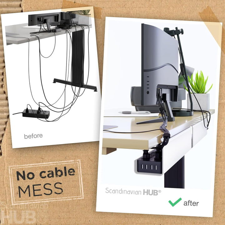 Scanfield Kabelmanagement Unter Tisch, 2er-Set Kabelkanal Schreibtisch, Kabelmanagement Schreibtisch