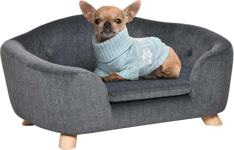 PawHut Haustiersofa Hundematte Hundebett Hundesofa Hundecouch Katzen Sofa mit Kissen Rückentasche Pl