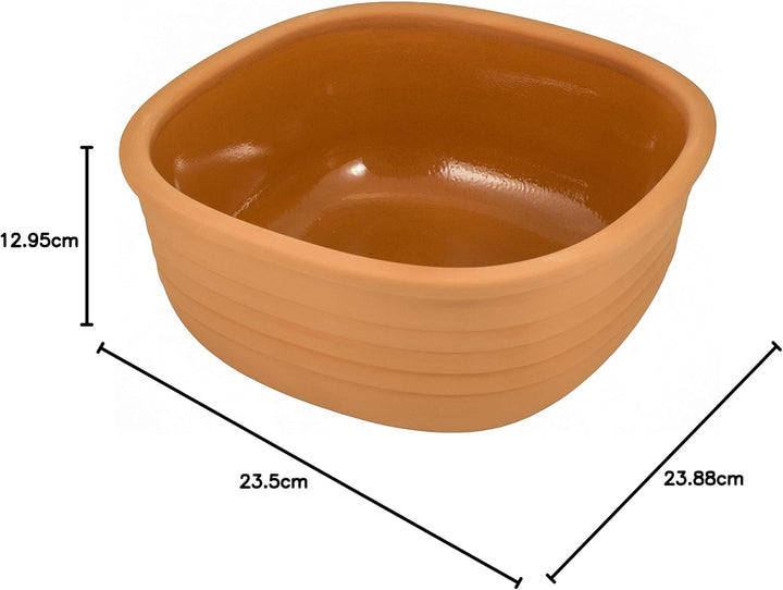 Römertopf Multibräter quadratisch aus Naturton Keramik Bräter für bis zu 4 Personen &amp; einem Volumen