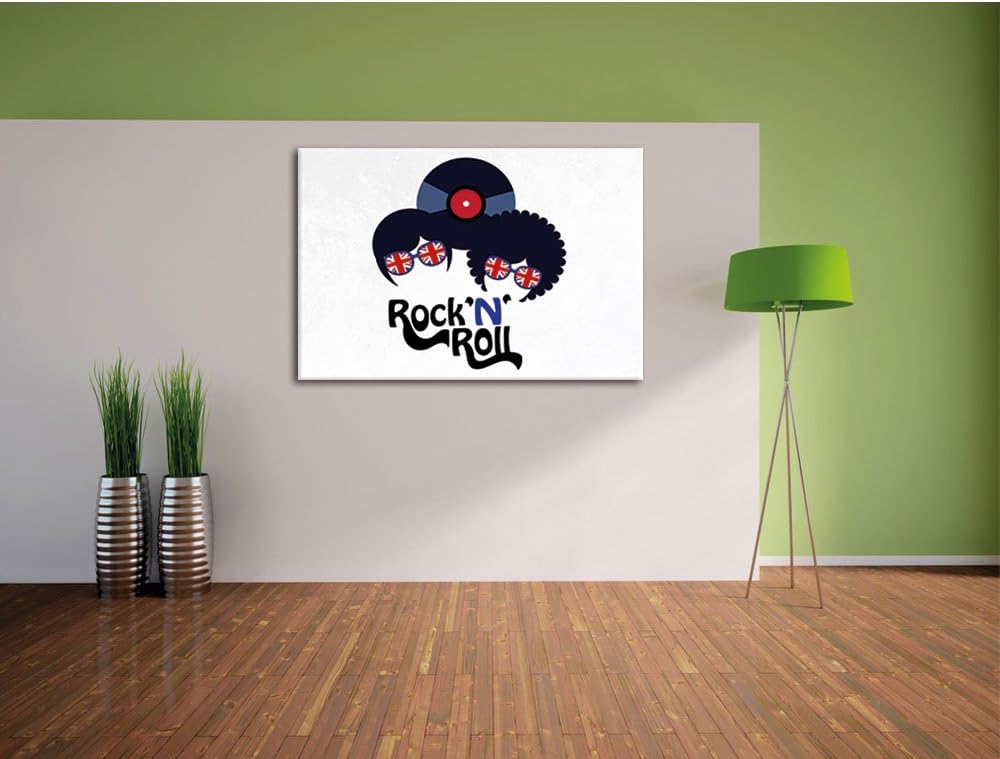 Pixxprint Rock 'n' Roll Schallplatte als Leinwandbild/Grösse: 100x70 cm/Wandbild/Kunstdruck/fertig b