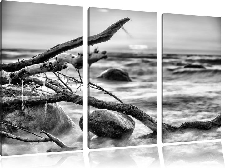 Pixxprint Ruhige See im Nebel als Leinwandbild/Grösse: 3 Teilig (120x80) / Wandbild/Kunstdruck/ferti