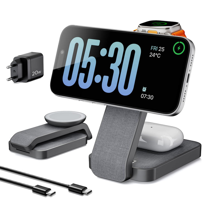Magsafe Ladestation für Apple Watch und iPhone 3 In 1 Faltbar, iPhone Ladestation Magsafe Ladegerät