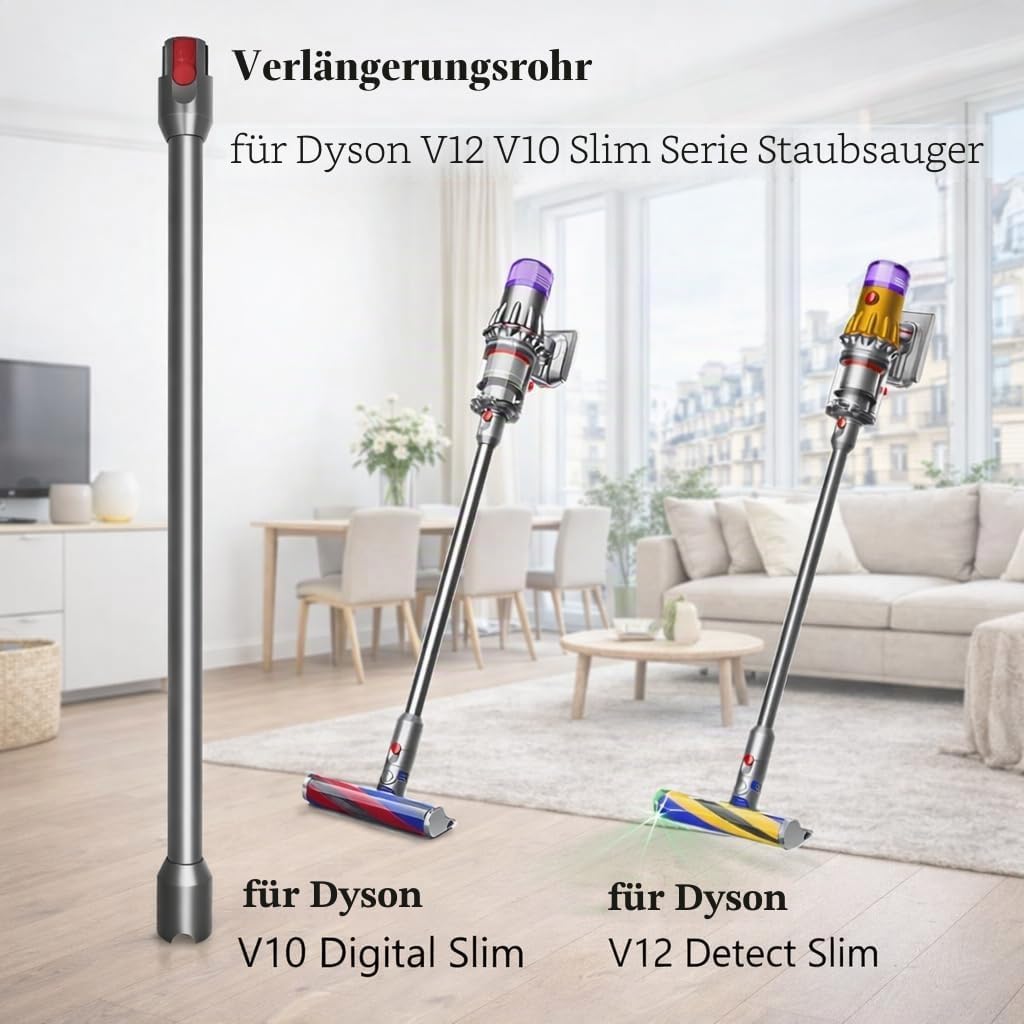 Verlängerungsrohr für Dyson V12 Detect Slim / V10 Digital Slim Stabstaubsauger, 74cm/29in Aluminium