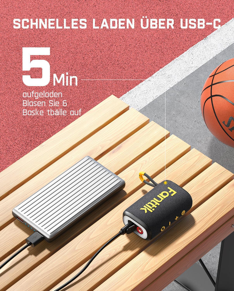 Fanttik X8 Nano Elektrische Ballpumpe, Ultraschnelles Aufpumpen für Sportball, Tragbare Luftpumpe mi