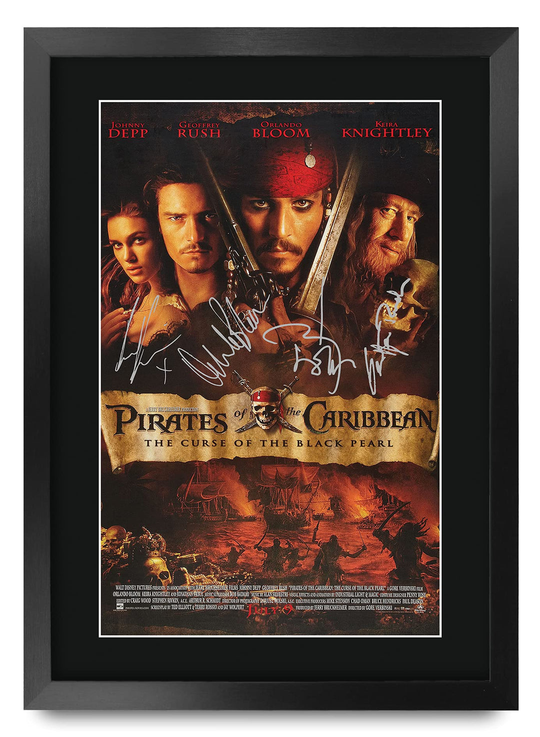 HWC Trading Pirates Of The Caribbean The Curse Of The Black Pearl A3 Gerahmte Signiert Gedruckt Auto