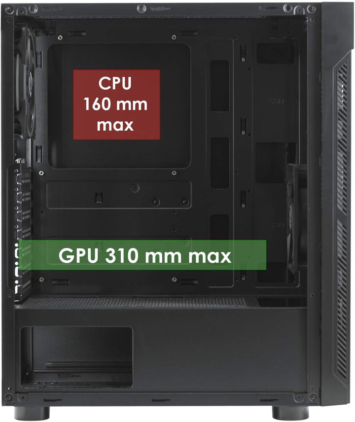 EMPIRE GAMING – PC Gehäuse Spartan ARGB mittelgrosser Gehäuseturm ATX – Fassade mit LED Hintergrundb