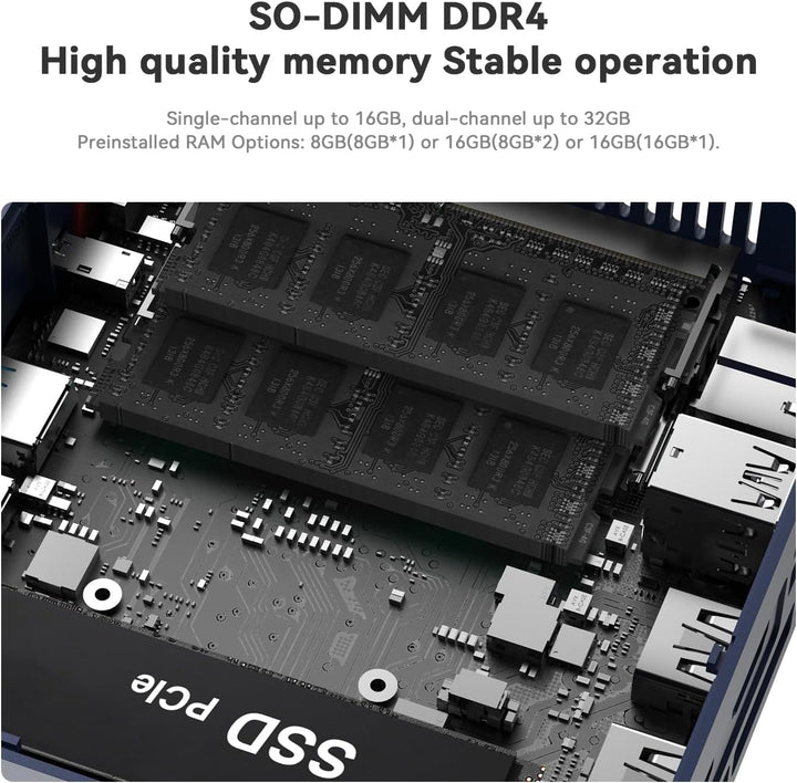 Beelink Mini PC EQR6, AMD Ryzen 5 6600H, 6C/12T, bis zu 4.5Ghz, Mini Computer 16G DDR5 RAM 500GB PCI