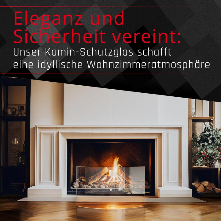 BIJON Kaminschutzgitter aus Spezial-Sicherheitsglas, Hitzeschutz Funkenschuztgitter, Ofenschutzgitte