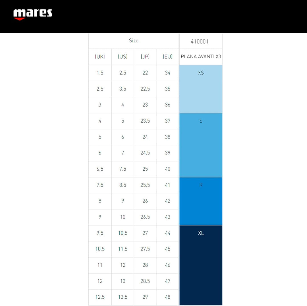 Mares Flosse Plana Avanti X3 XL Schwarz, XL Schwarz