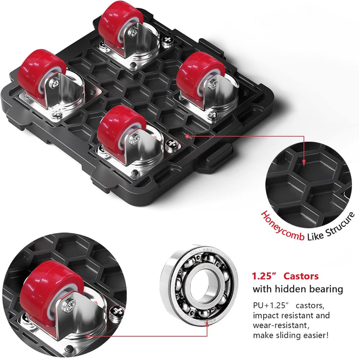 ONEON 4 Pack Möbelroller Schonende Transportrollen aus TPE, 360 Grad drehbar Möbel Transportroller,