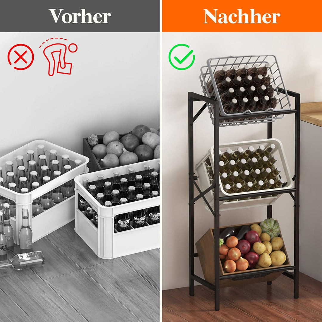 Lifewit Getränkekistenregal 3 Kisten hoch, Stabiles Kistenregal Metall trag. 450 kg, platzsparendes