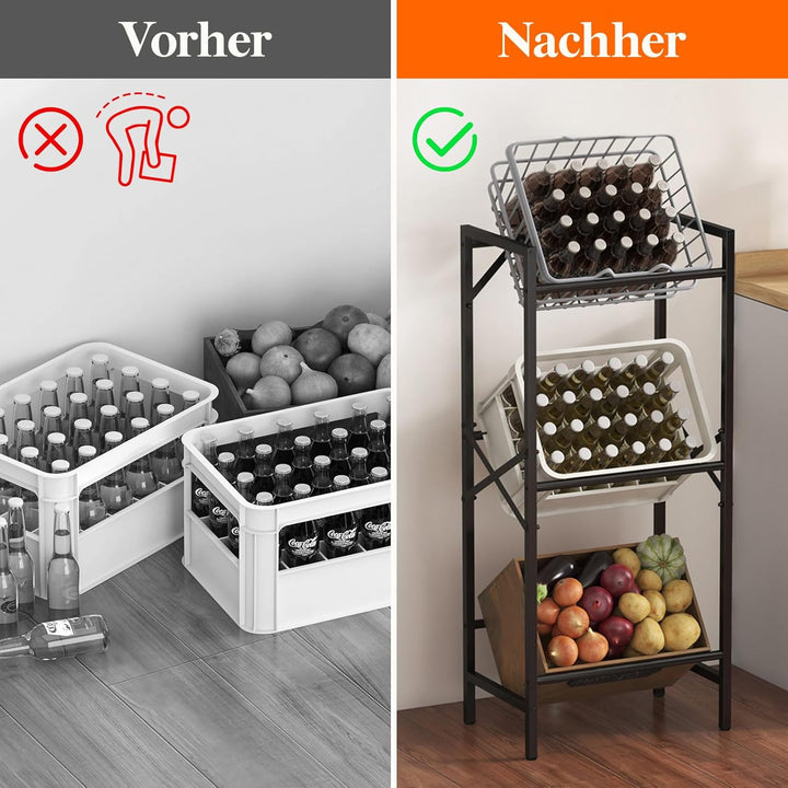 Lifewit Getränkekistenregal 3 Kisten hoch, Stabiles Kistenregal Metall trag. 450 kg, platzsparendes
