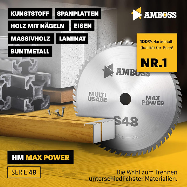 AMBOSS Werkzeuge Universal Sägeblatt - 165 x 20/16 mm (42 Zähne) - Zum Sägen von Holz, Metall &amp; Kuns