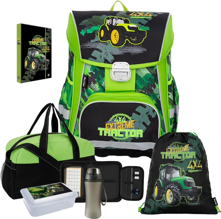 Generisch Traktor - Bulldog - Oxy Bag PREMIUM Schulranzen-Set 4tlg. mit Heftbox A4