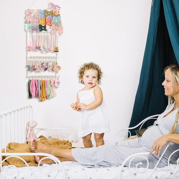 Schleifenaufbewahrung für Mädchen, Headband Organizer, Aufbewahrung Schmuckdisplay Mit 30 Haken Wand