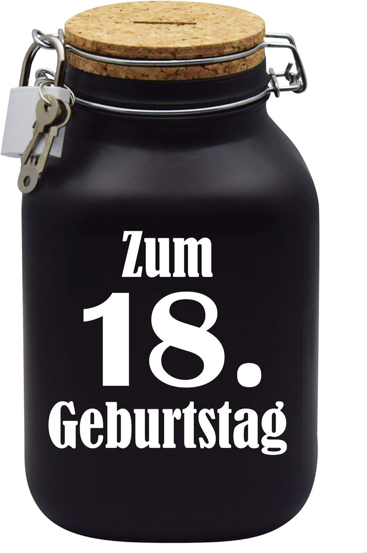 Spardose Zum 18. Geburtstag Geld Geschenk Idee Schwarz XXL