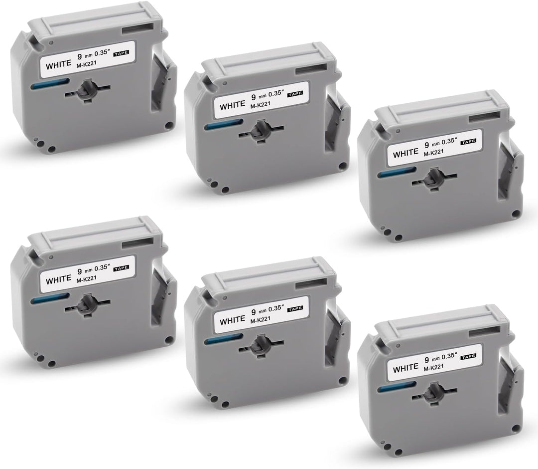 6x XemaX Kompatibel M-K221S 9mm 3/8 Brother Ersatz für Brother M-K221S M-K221 MK221S MK 221S Brother