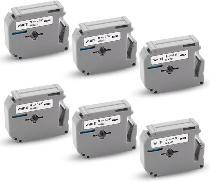 6x XemaX Kompatibel M-K221S 9mm 3/8 Brother Ersatz für Brother M-K221S M-K221 MK221S MK 221S Brother
