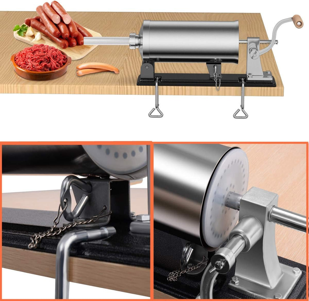 RELAX4LIFE 4 kg Wurstfüller manuell, Wurstfüllmaschine mit 4 Füllrohre, Wurstpritze für Metzgerei &