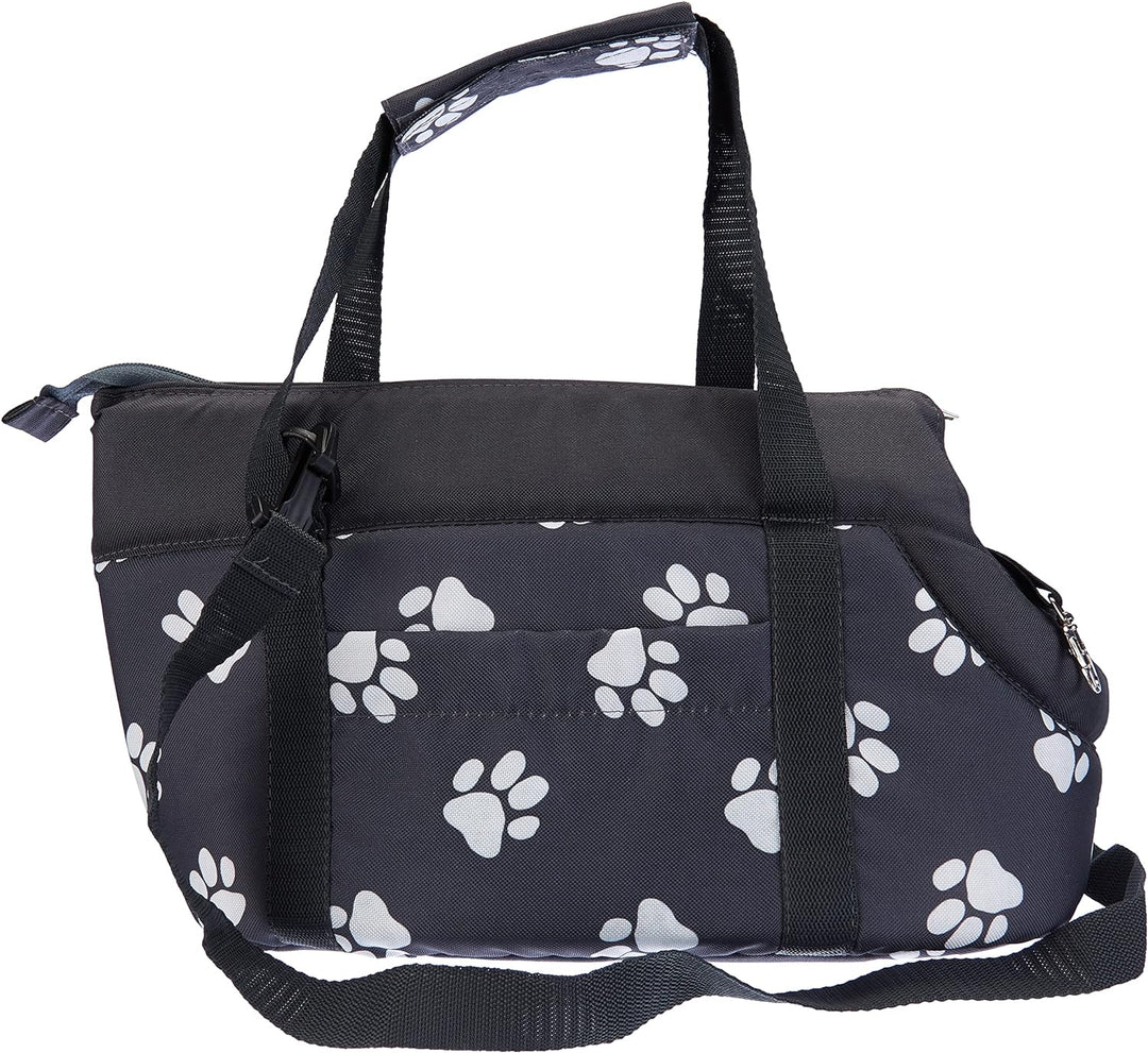 HobbyDog TORGWL2 Hundetasche Tragetasche Katzentasche, Grösse 22 x 20 x 36 cm, grau mit Pfoten grau