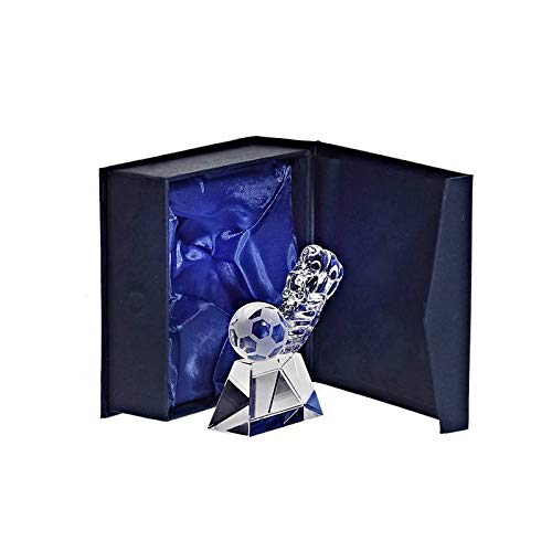 CRISTALICA Glaspokal Fussballtrophäe Award Sportlerauszeichnung aus Glas Höhe 10cm