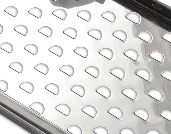 Metaltex Spätzlehobel aus Edelstahl, mit Sicherheitsschieber, traditionelle Spätzlereibe, Silber